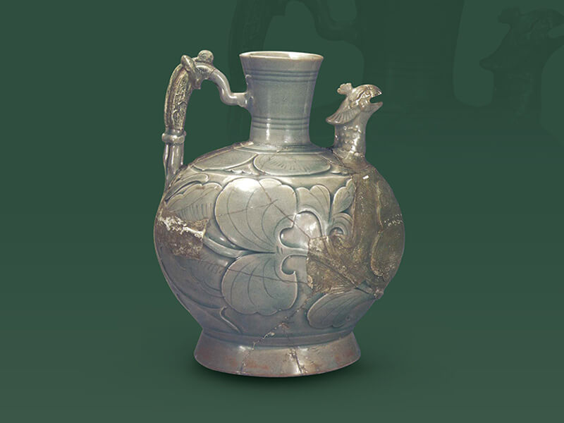 価格順北宋 耀州窯 青磁 刻花 花瓶 置物 中国 古美術 古玩 高さ11.5cm 宋