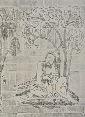 圖二：《竹林七賢與榮啟期》畫像磚（局部），南京西善橋出土，5-6世紀，南京博物院藏。